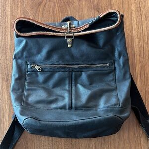 STATE Black and Tan Foldover Backpack